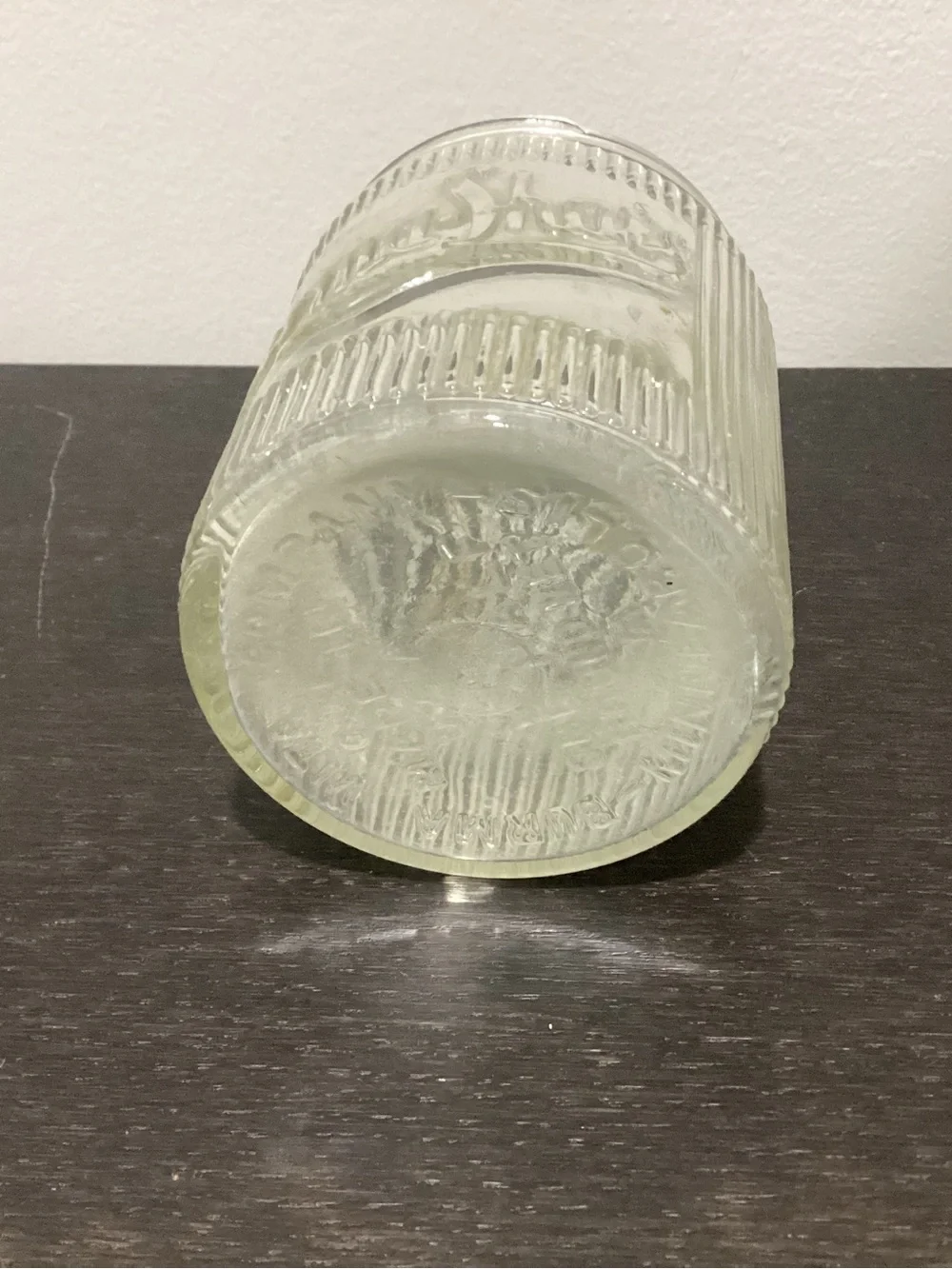 Vtg. 1930s-1940s authentic Burma Shave ribbed glass jar, a classic piece of MCM